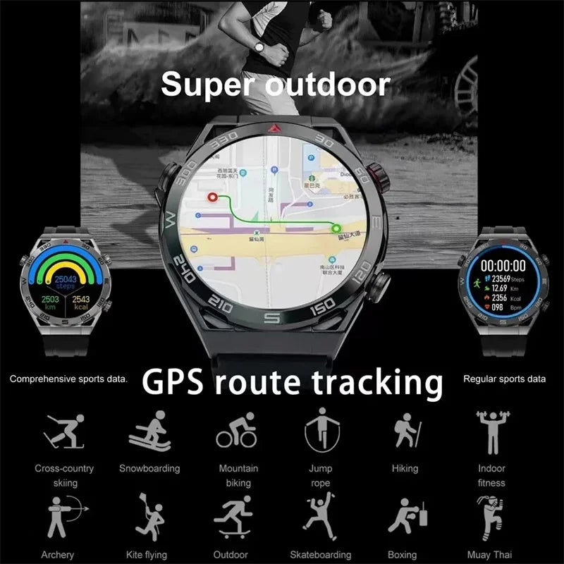 2024 NFC AMOLED Smart Watch Men Custom Dial Answer Call Sport GPS Track Compass IP68 Waterproof Smartwatch For Huawei Ultimate