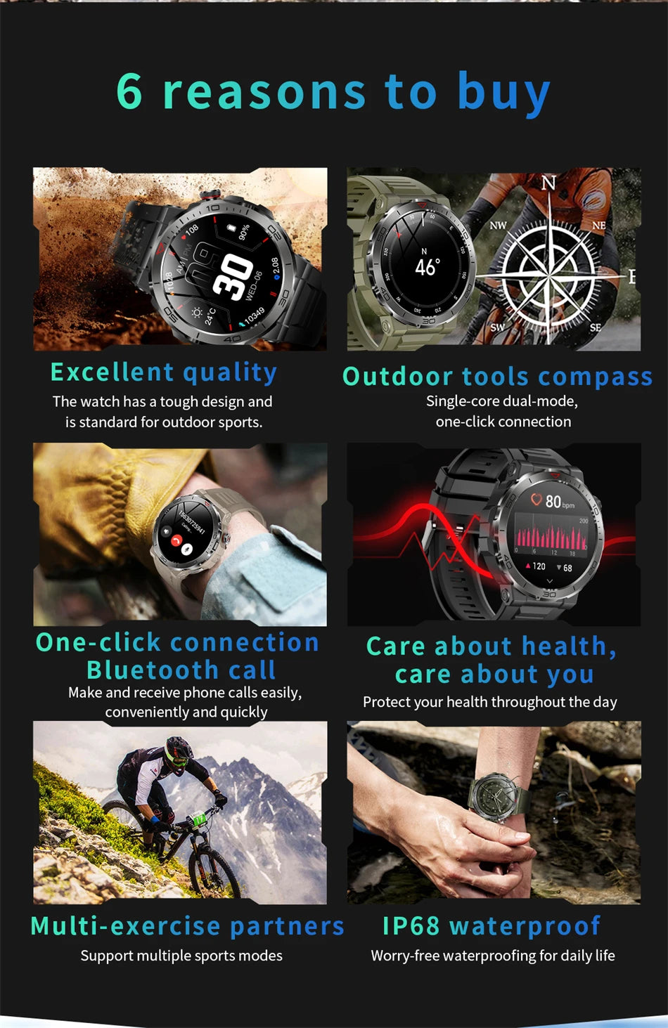 2024 New Outdoor Military GPS Smart Watch Men AMOLED HD Screen Heart Rate Blood Pressure Bluetooth Call Waterproof Smartwatches