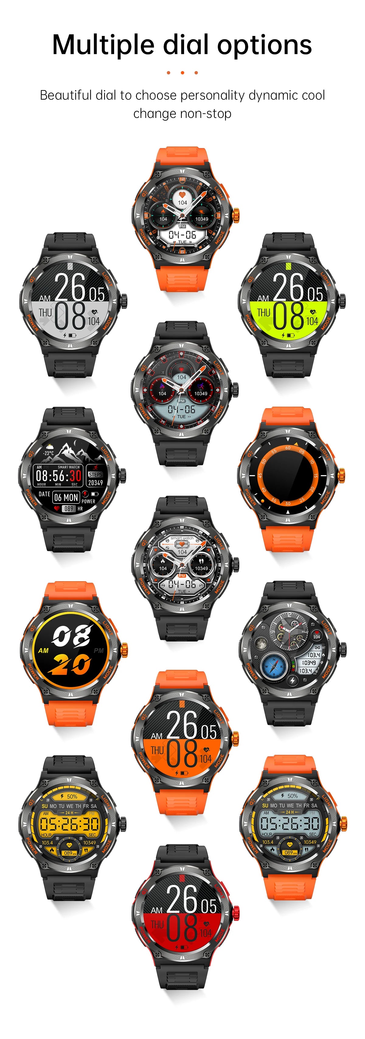 2024 New Rugged Military GPS Track Smart Watch Men Bluetooth Call 500Mah 3ATM Waterproof Outdoor smartwatches For Huawei Xiaomi