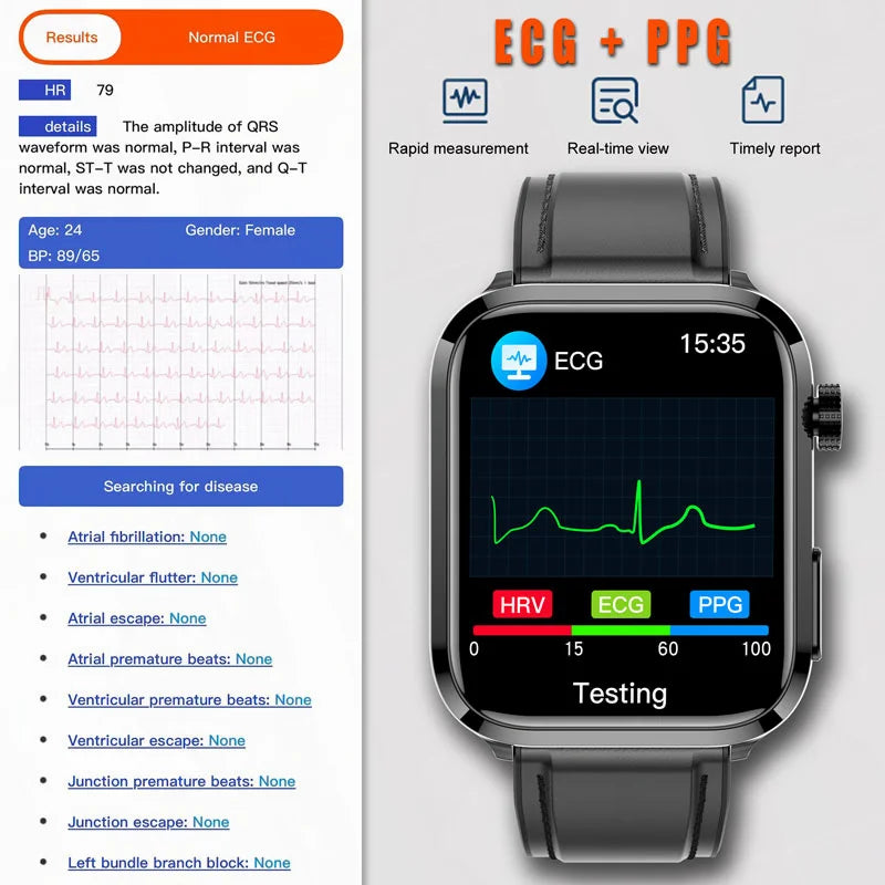 Medical Grade Smart Watch Men Blood Sugar Lipid Uric Acid ECG Pressure Bracelet Bluetooth Call Health Women Smartwatch 2024 New