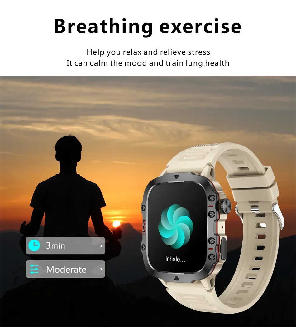 2024 Outdoor Smart Watch Men 1.96" Screen 3AT Waterproof Watches Bluetooth Call Ai Voice Sport Smartwatch For Android Xiaomi IOS