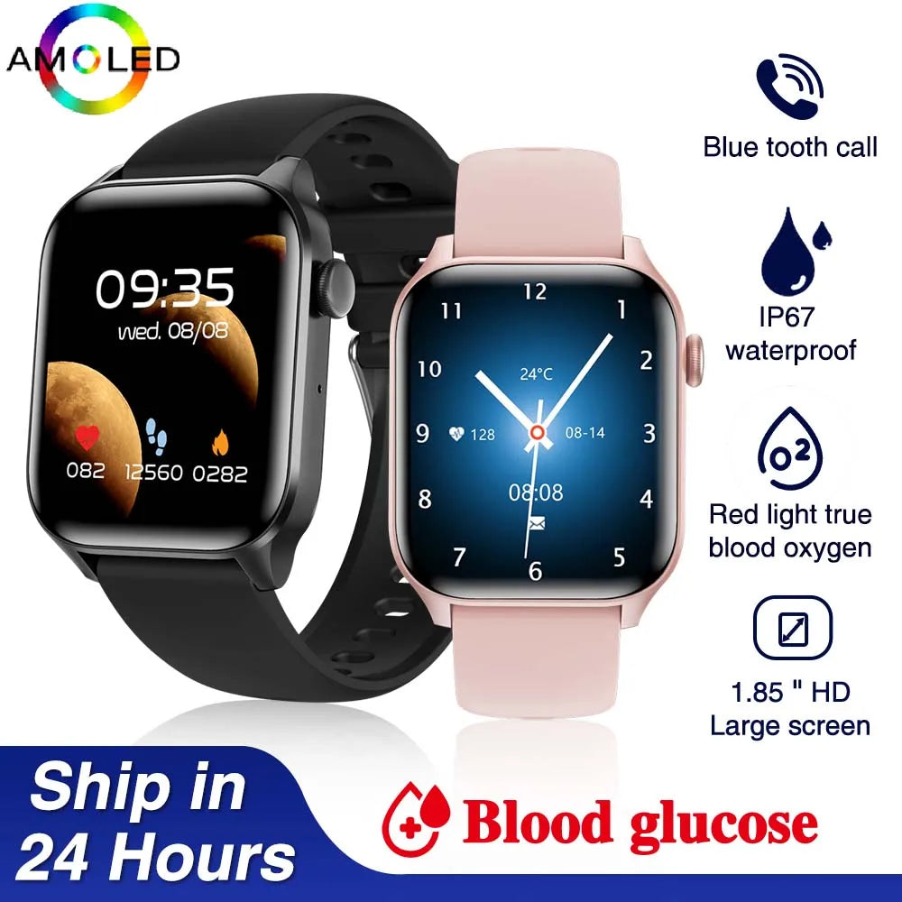 2024 New Men Smart Watches Women Wrist Watch Bluetooth Call Non-invasive blood glucose Track Fitness Watch Waterproof Smartwatch