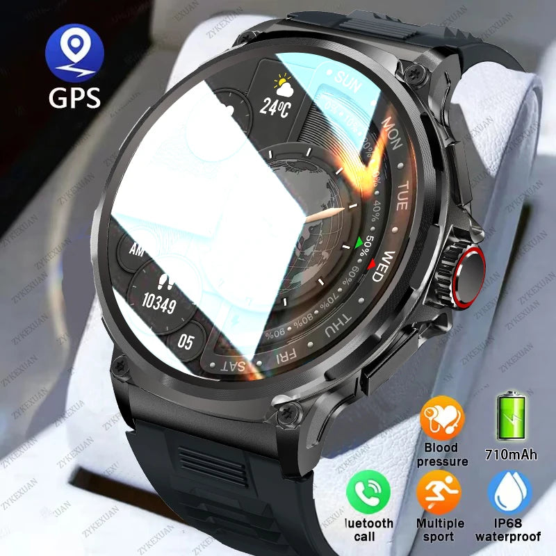 For Xiaomi Huawei 1.85"ultra HD Bluetooth Call Smart Watch Men GPS Track 710mAH Large Battery 400+Dial IP68Waterproof Smartwatch