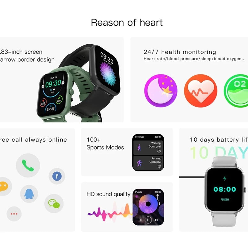 New Smart Watch Men Women Calls Clock Heart Rate Sleep Monitoring Sport Fitness Tracker Smartwatch For Android IOS Xiaomi phone