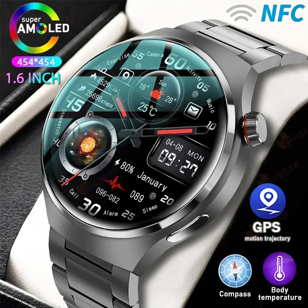 2024 For HUAWEI GT4 Pro GPS NFC Smart Watch Men 360*360 New Screen Heart rate Bluetooth Call IP68 Waterproof Man Smartwatch