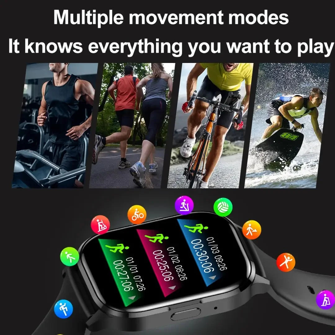 2024 New 2 Inch Amoled Screen Always On Smart Watch Men Women Bluetooth Call Multi Sport Mode Heart Rate Fitness Bracelet