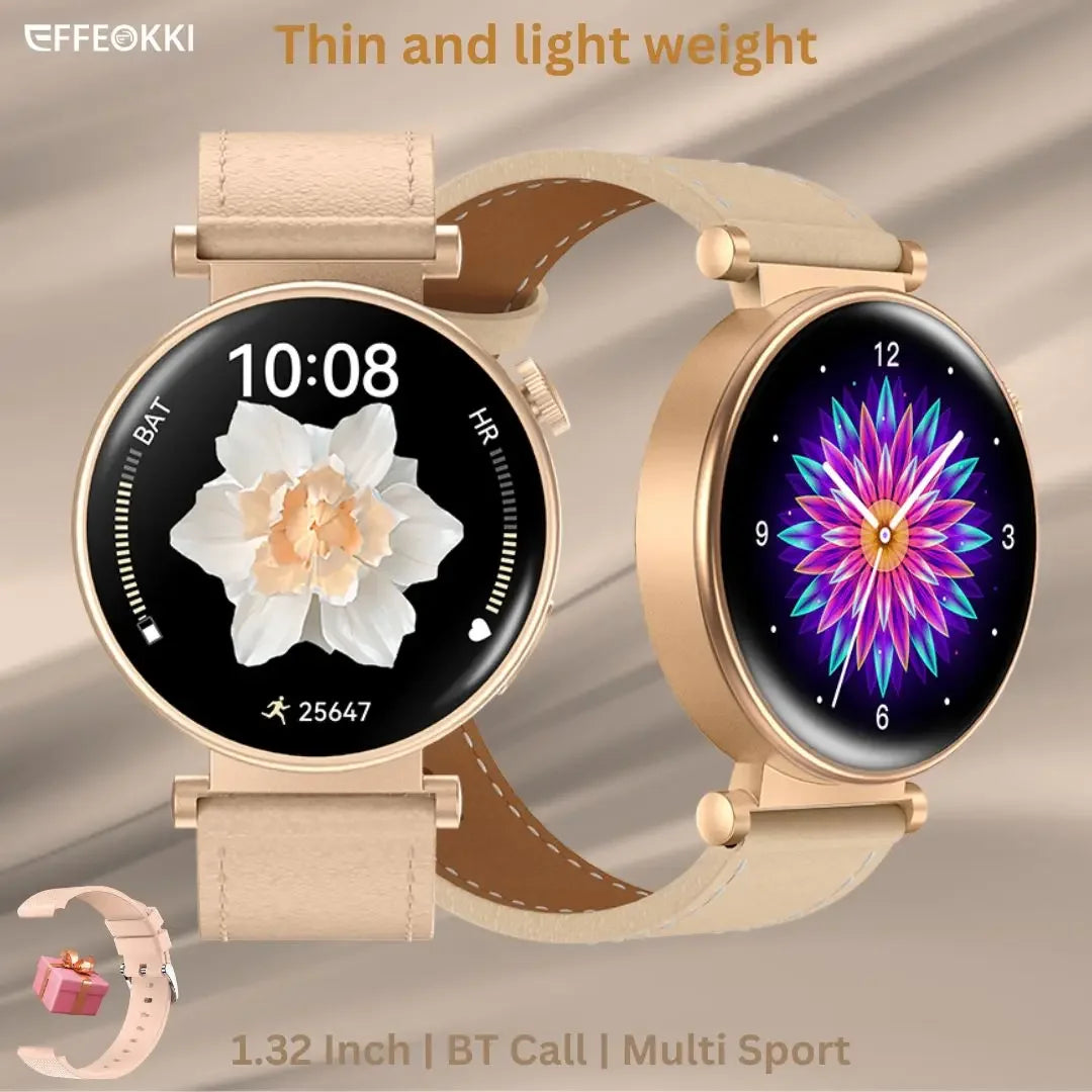 EFFEOKKI 2024 Fashion Lady Smart Watch Amoled 360*360 Female Health BT Call Waterproof Luxury HD Smartwatch Women