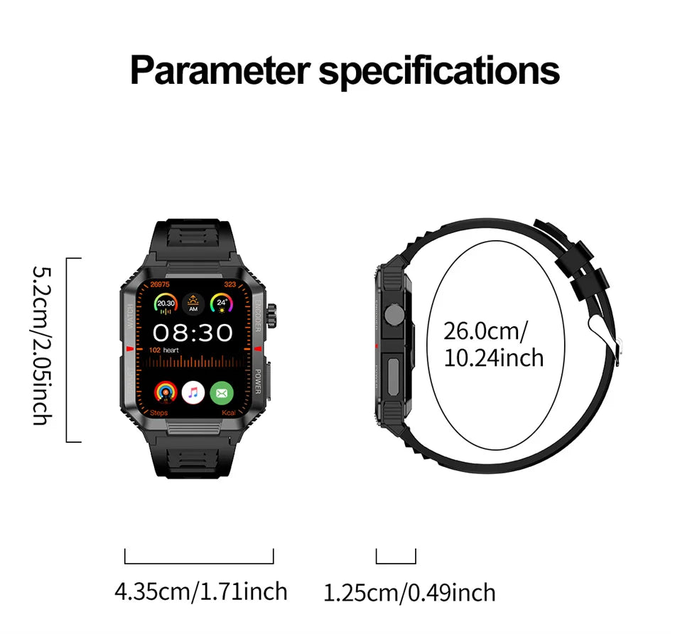 2024 New Rugged Military NFC Smart Watch Men AMOLED HD Screen Heart Rate Bluetooth Call Waterproof Outdoor SmartWatch For Xiaomi