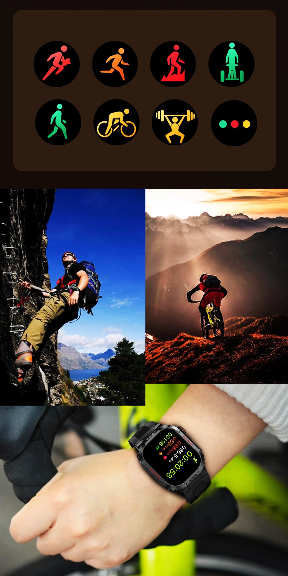 2024 New Outdoor Military smartwatch Men Bluetooth Call 300 Mah IP68 Waterproof Heart Rate Sport Smartwatch For Android and  IOS