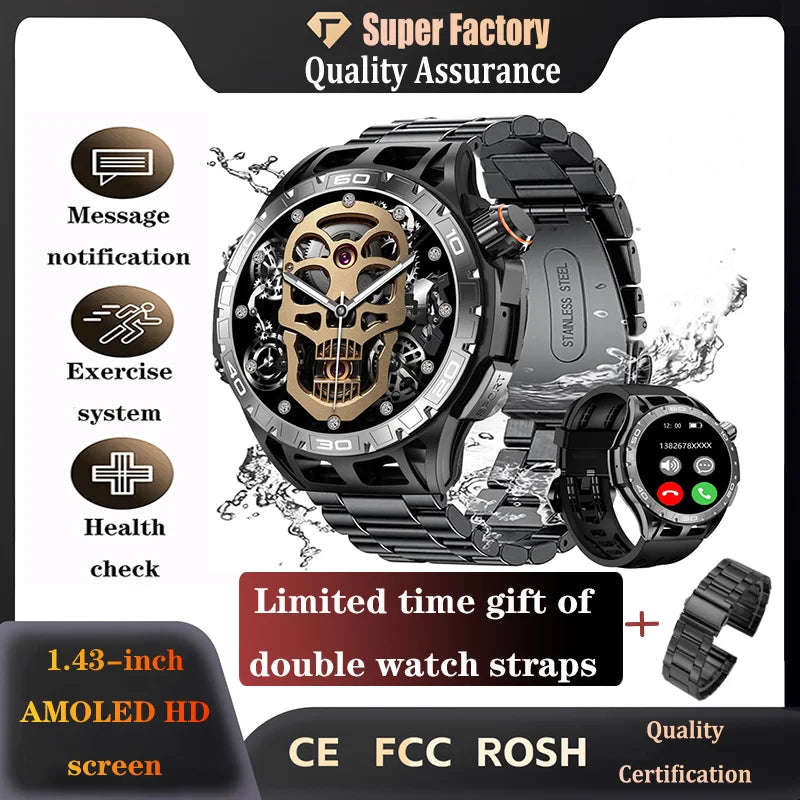 Smart Watch for men Bluetooth Call Waterproof Fitness Sports Women Smart Watches 2024, 1.43 Inch AMOLED, 400mAh For Android IOS