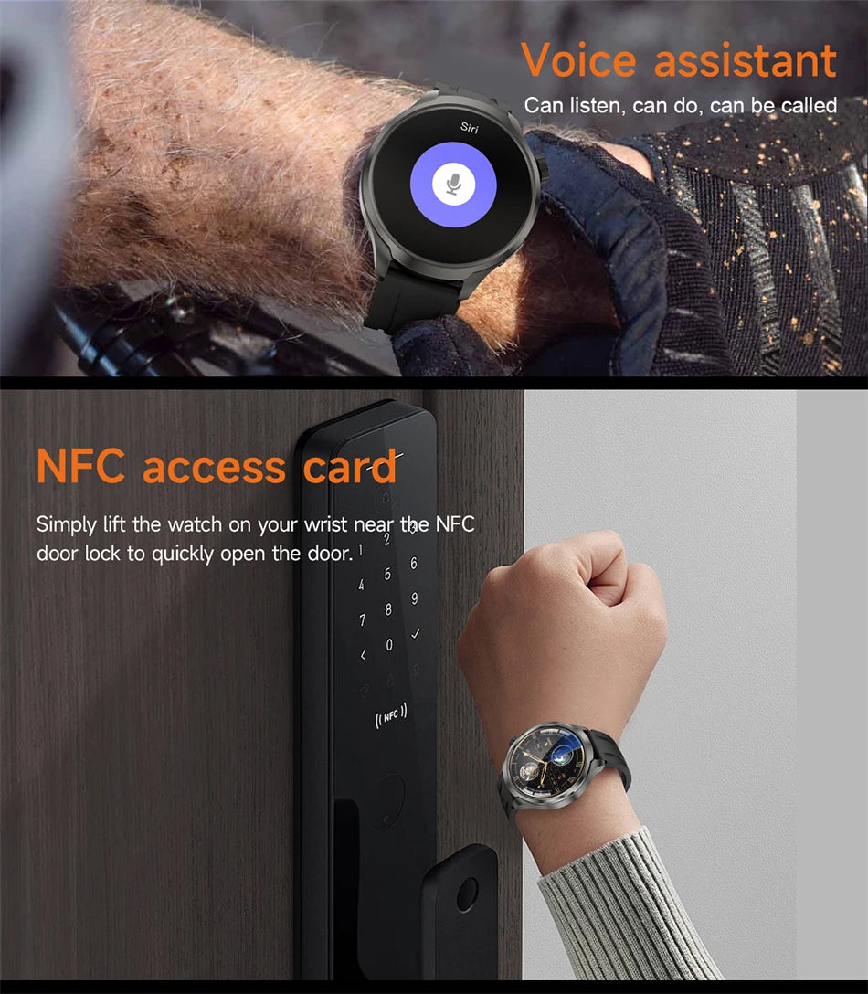 2024 New NFC Compass Smartwatch Men 1.85 Inch HD Large Screen GPS Tracker Heart Rate Voice Assistant Bluetooth Call Smart Watch