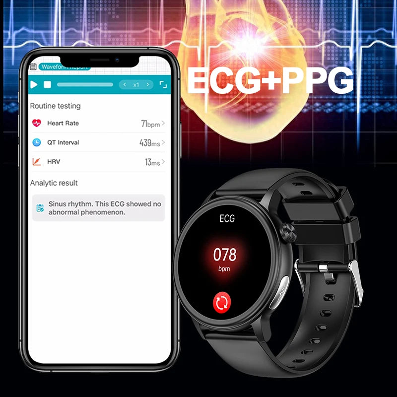 2024 New Blood Glucose Smart Watch Men ECG+HRV Blood Pressure Health Monitor Fitness Watches IP68 Waterproof Smartwatch Women