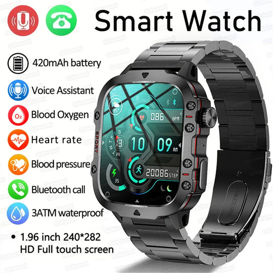 2024 New Smart Watch 1.96 Inch Screen 420 MAh Bluetooth Call Voice Assistant Watch Sports Fitness Waterproof Smartwatch For Men