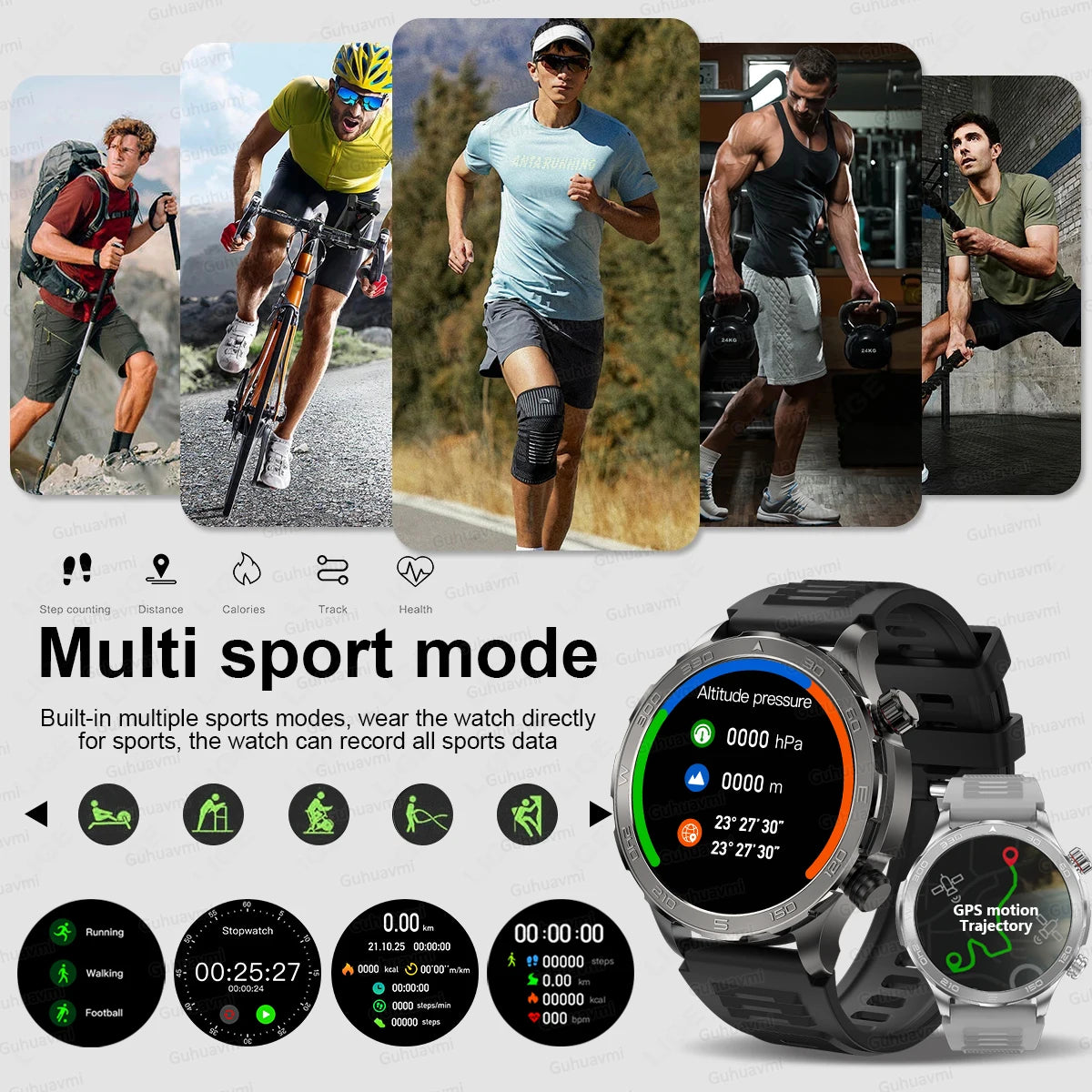 Smart Watch Men 2024 New Outdoor Sports Watches Waterproof Fitness 24-hour Heartrate Blood Oxygen Monitor Smartwatch For Xiaomi