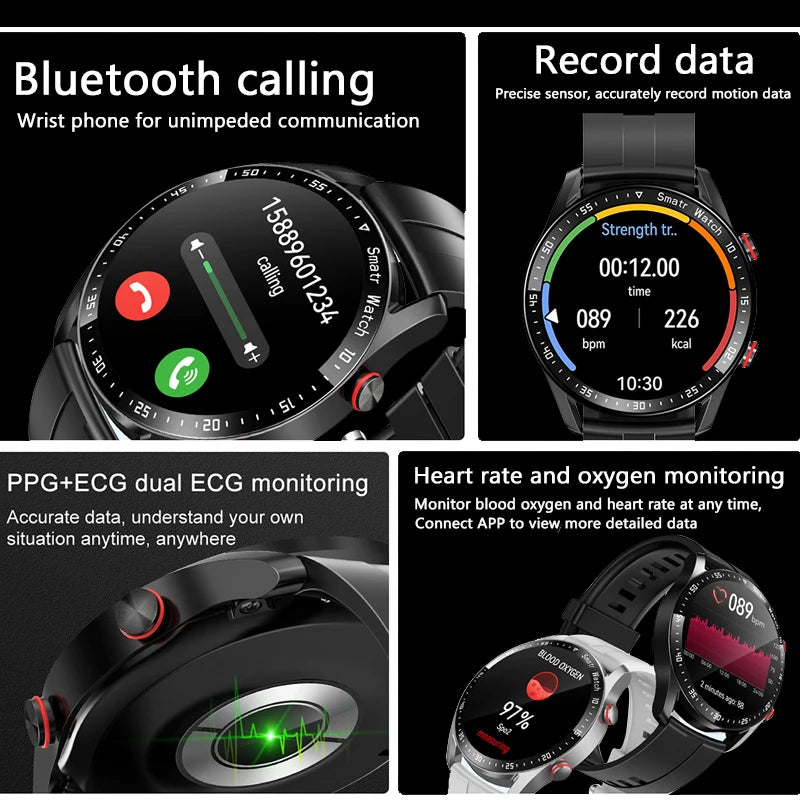 2024 New ECG+PPG Smart Watch Men Health Monitoring Business Watches Waterproof HD Bluetooth Call Man SmartWatch For Android IOS