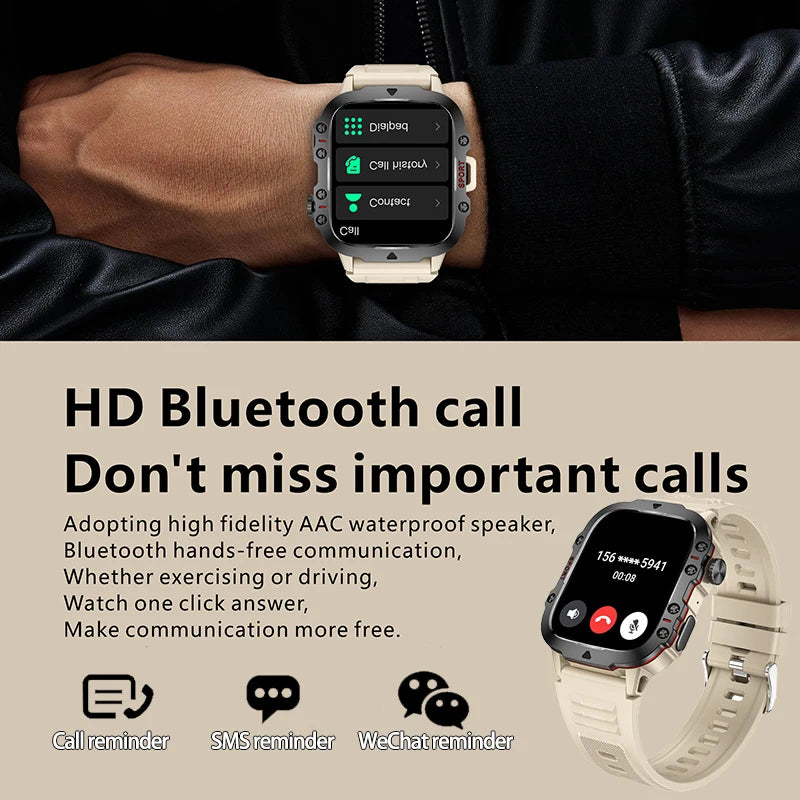 2024 New Bluetooth Call Smart Watch For Android IOS Fitness Motion Blood pressure Watch Men 3ATM Waterproof 2.0 Inch SmartWatch