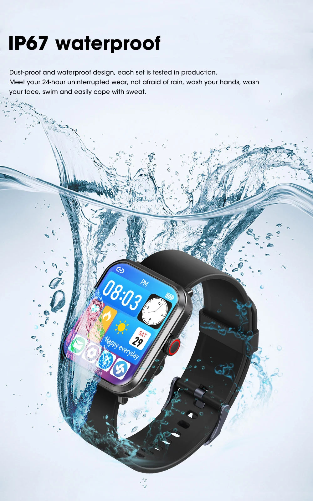 New smartwatch for men and women 1.91-inch full touch screen 280mAh battery outdoor fitness watch multi sport mode 2024