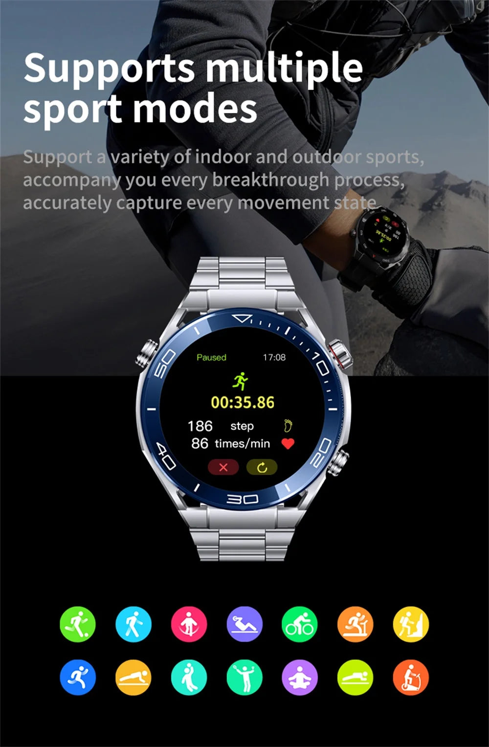 2024 New Blue Tooth Call Men Smart Watch Compass Recording Local Music Playing Bracelet Sports Fitness NFC Waterproof Smartwatch