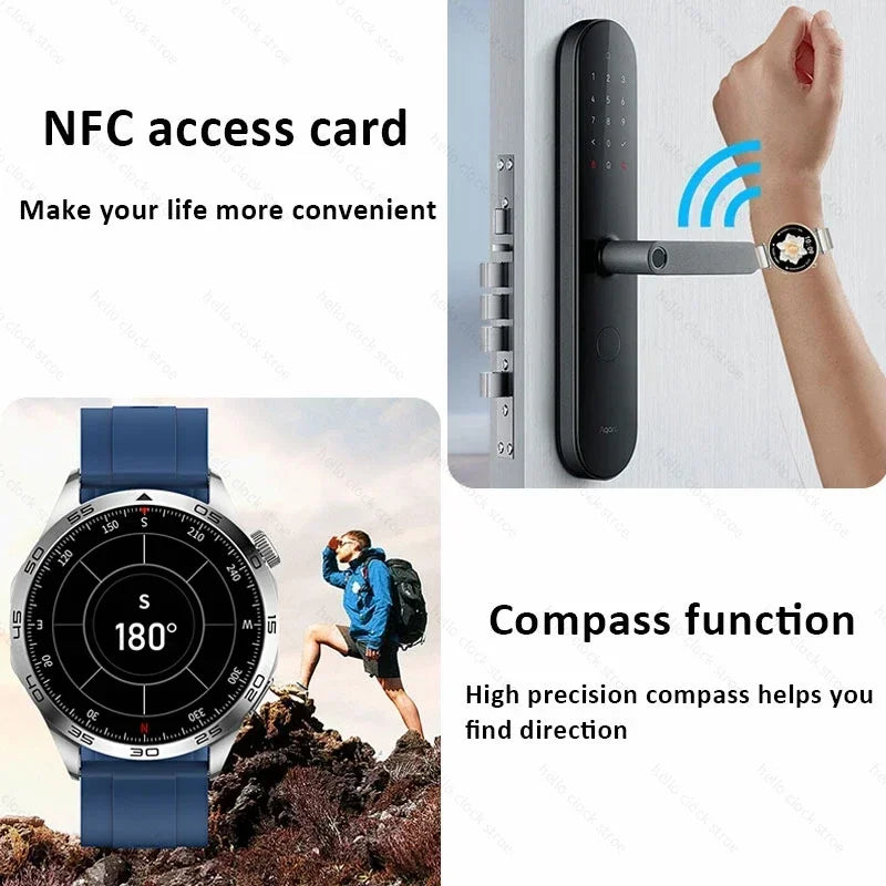 For Huawei GT4 Pro Smartwatch 2024 New HD AMOLED NFC Compass ChatGPT Dial Bluetooth Call Wireless Charging Smart Watch Men Women