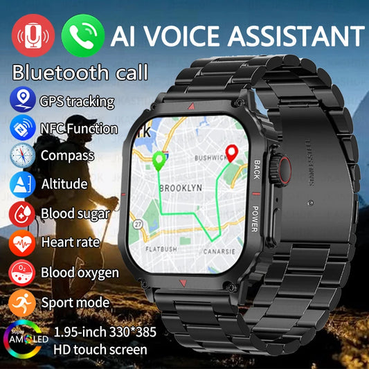 Bluetooth Call Smart Watch Men GPS Movement Track NFC  AI Voice Assistant All-Round Health Monitoring Sports Smartwatch 2024 New