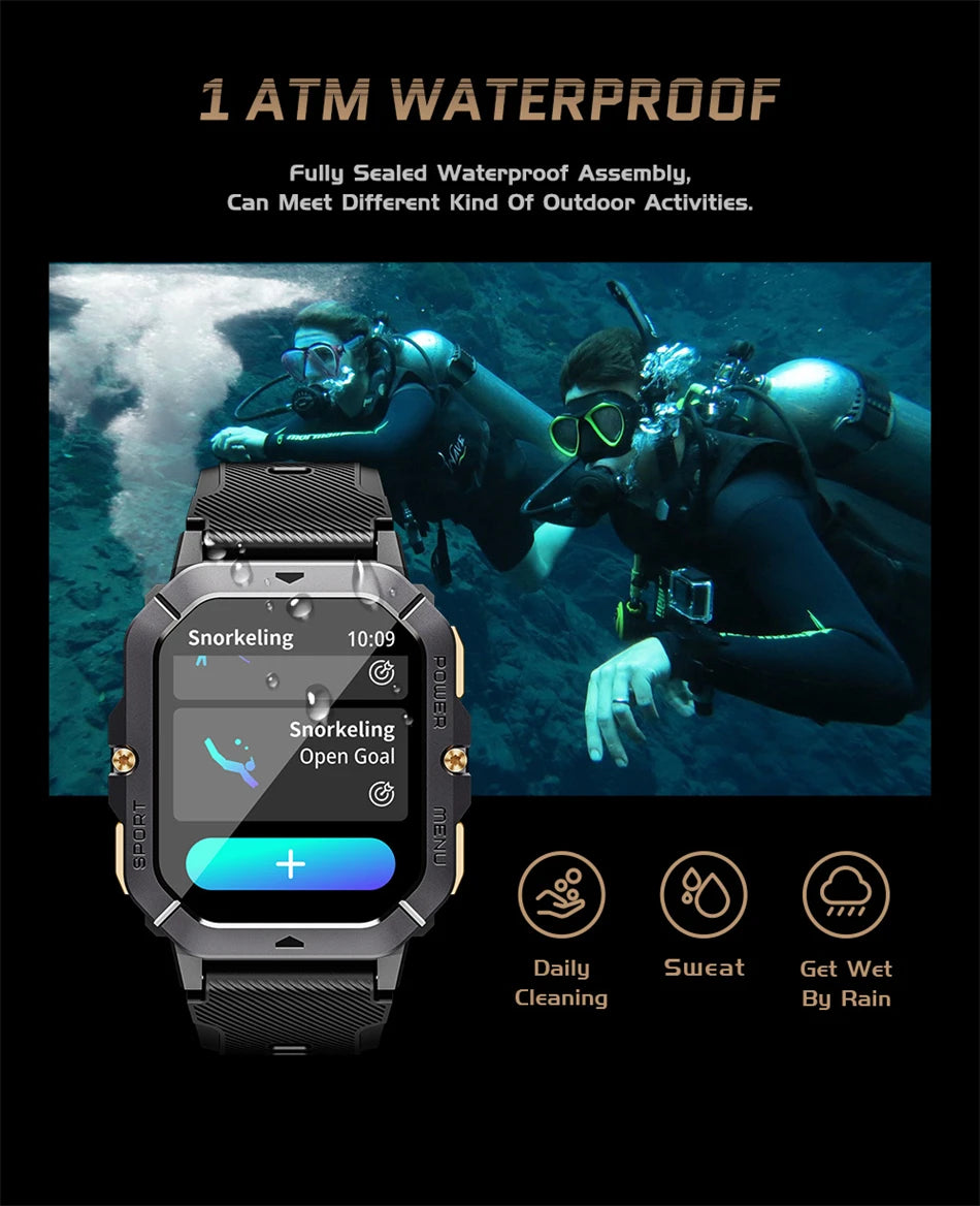 2024 New 1ATM Outdoor Military GPS Smart Watch Men IP68 Waterproof Sports Ftiness Watches 2.02'' Bluetooth Call Smartwatch Man