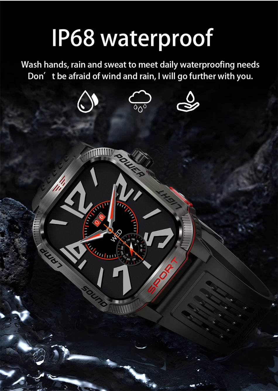 For Huawei Xiaomi 2.01 inch Smart Watch Men 2024 New 360*360 HD Screen Compass Bluetooth Call GPS IP68 Waterproof Smartwatch Man