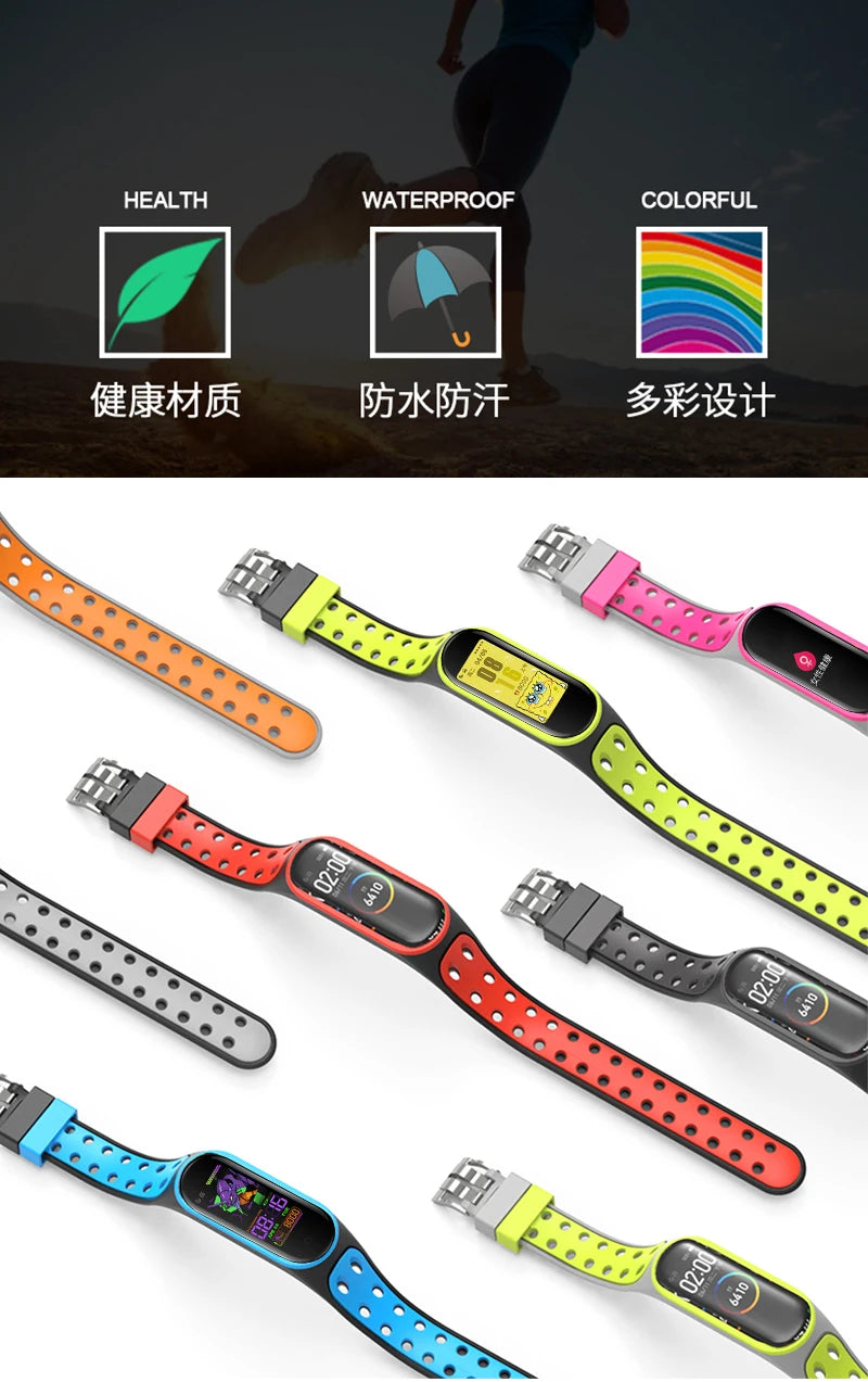 For Mi Band 3/4/5/6/7 Two Color Silicone Strap Mi Band Replacement Silicone Smart Wristband Xiaomi Mi Band 4 5 6 7 Bracelet