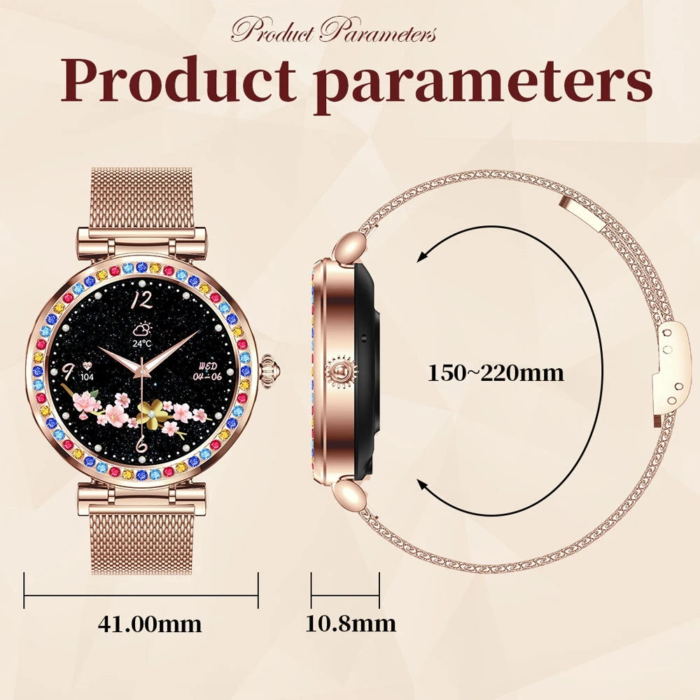 ChiBear Rosegold Smart Watch For Lady Bluetooth Call 100+Sports Mode Fitness Women Smartwatch DIY Dials For IOS Android 2024 NEW