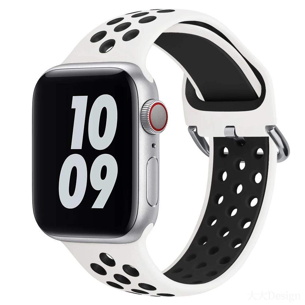 Silicone strap For Apple Watch Band 49mm 45mm 41mm 44mm 40mm 42mm38mm Sports Breathable Bracelet For iWatch Ultra 8 7 6 5 4 3 SE