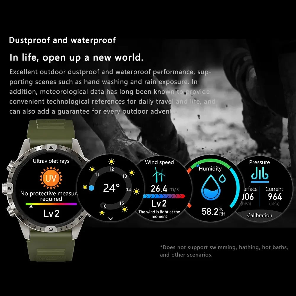 2024 New For Android iOS Watch Smart Watch Men GPS Tracker AMOLED 466*466 HD Screen Compass Bluetooth Call SmartWatch 1.6 inches