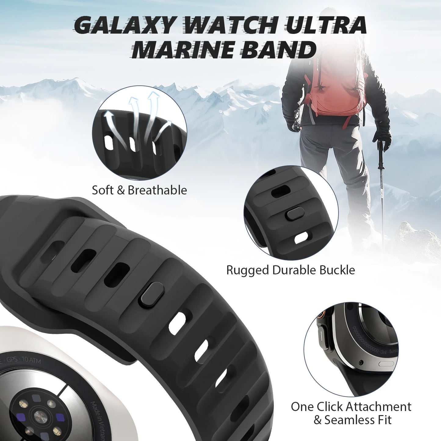 For Samsung Galaxy Watch 7 Ultra Strap 47mm Accessories correa Sport Silicone Bracelet For Samsung Galaxy Watch ultra band 47 mm