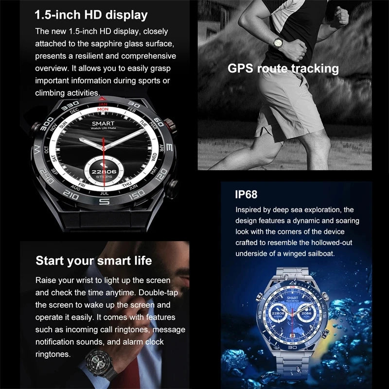 For Android IOS ECG Smart Watch Men GPS Tracker AMOLED 454*454 HD Screen Heart Rate HD Bluetooth Call Sports SmartWatch 2024 New