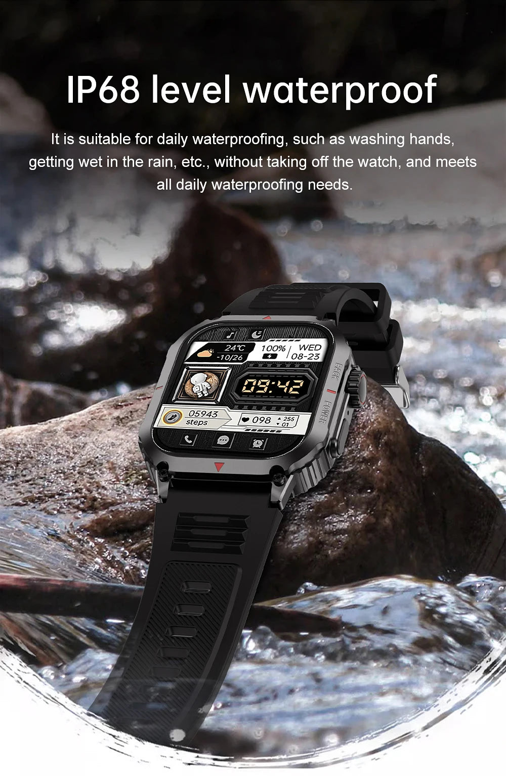 2024 Outdoor Smart Watch Men 1.95" Screen IP68 Waterproof Watches Bluetooth Call Smartwatch GPS Motion Trajectory For Android