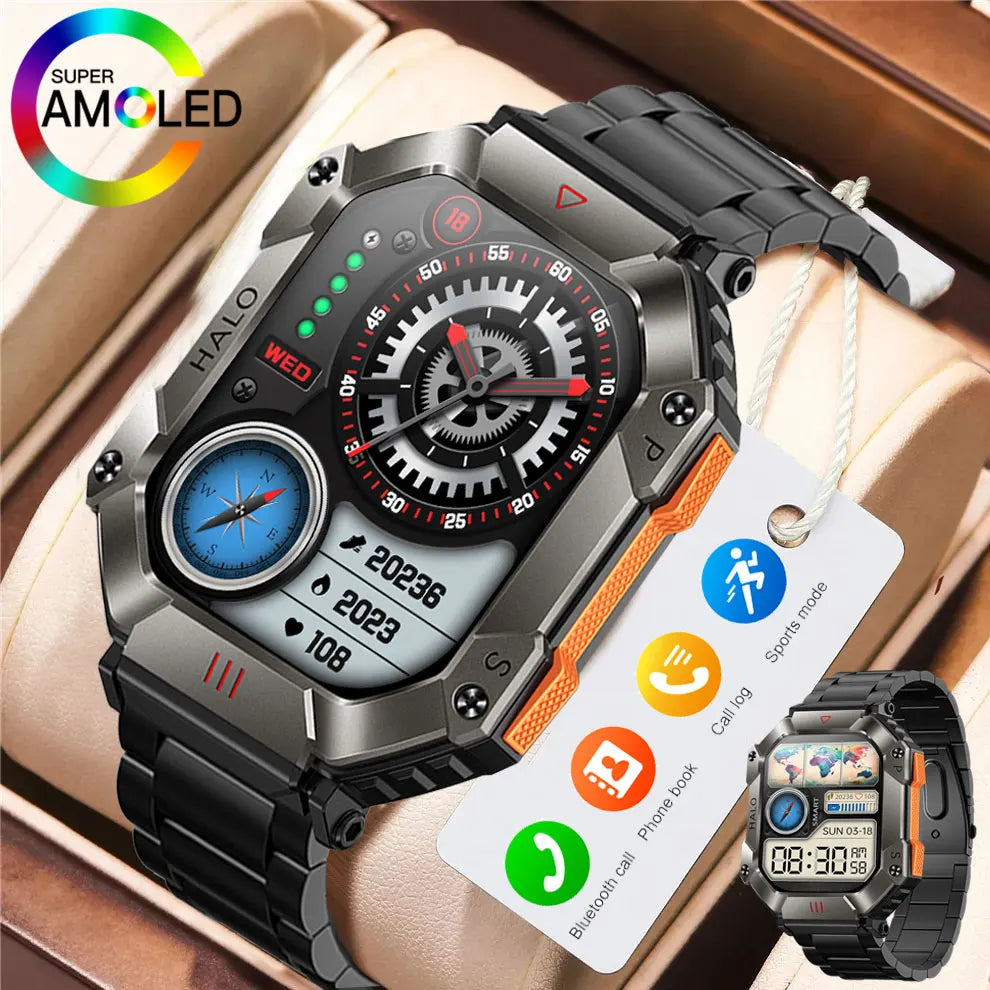 2024 New Watch Blood Pressure Men Smart Watch Compass Weather Outdoor Sports SmartWatch GPS Movement Track Watch Bluetooth Call