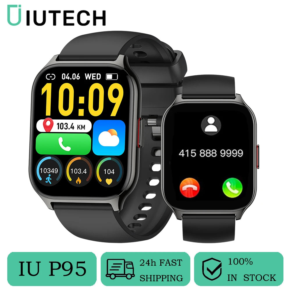 IUTECH P95 Smart Watch For Men Women 2.01Inch Bluetooth Call Wrist Watches Waterproof Swim Sports Weather Electronic Smartwatch