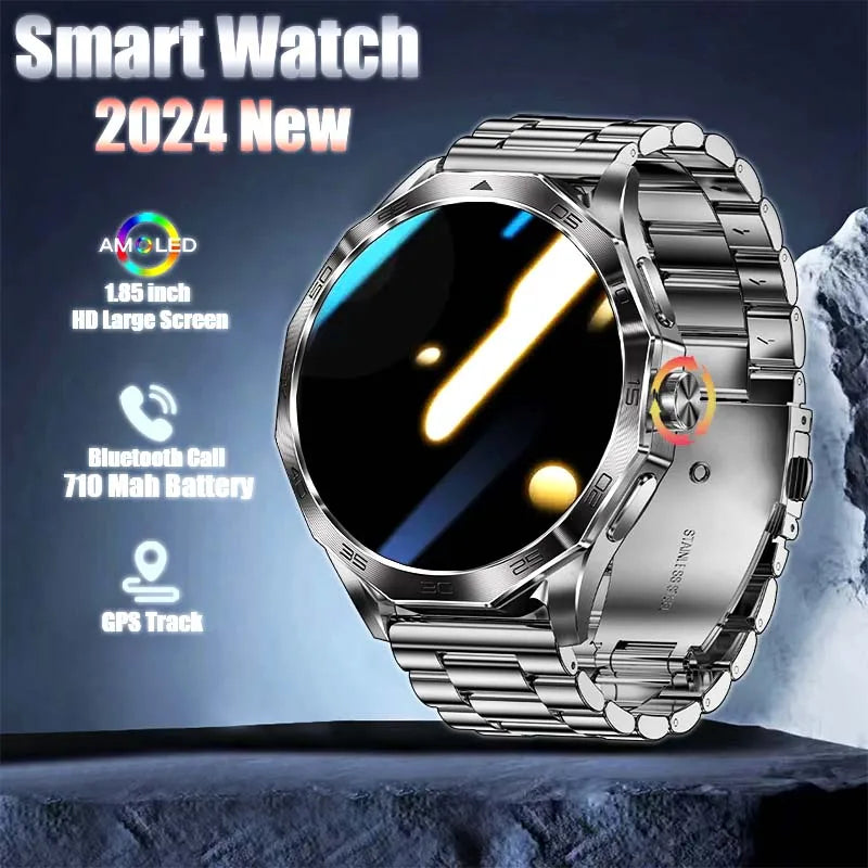 2024 New Men Outdoor Smartwatch 1.85inch 360*360 AMOLED HD Screen Bluetooth Call 710 Mah Battery Smartwatch For Huawei Xiaomi