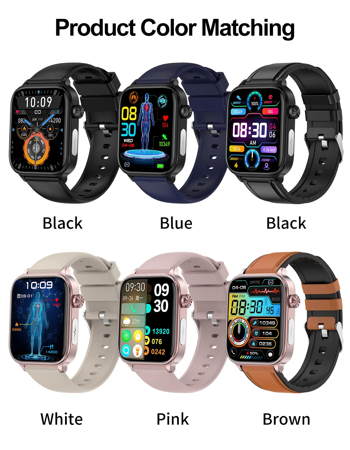 2024 New Blood Sugar Blood Lipid Health Smart Watch Men Women Uric Acid ECG+PPG Body Blood Composition Bluetooth Call Smartwatch