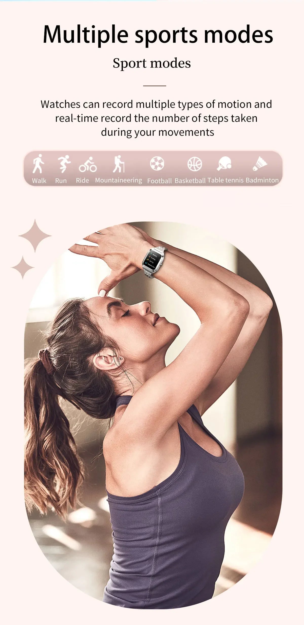 2024 New Lady Fashion Smart Watch Women AMOLED HD Screen GPS Heart Rate Bluetooth Call Waterproof Outdoor SmartWatch For Xiaomi