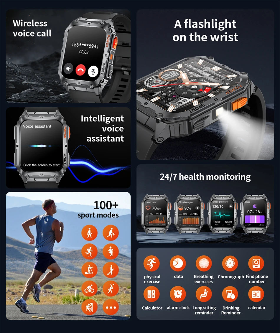 LIGE Smart Watch 2024 Men SOS Multiple Sport Watches Blood Oxygen Pressure Emotion Monitoring Watch Men Smartwatch For Xiaomi