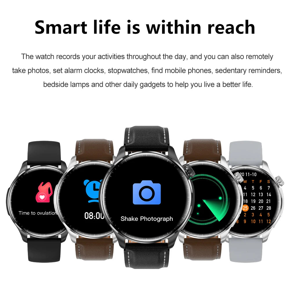 2024 New Watch GT4  AMOLED Screen Smart Watch Men Blood Sugar Bluetooth Call GPS Sport Tracker IP68 Waterproof Women Smartwatch