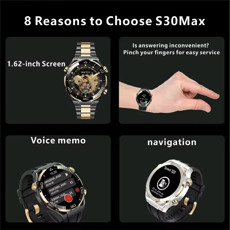 S30 Max Smart Watch 4GB ROM Photo Album Gesture Control NFC Compass Heart Rate for Android Watches Ultimate Smartwatch Men 2024