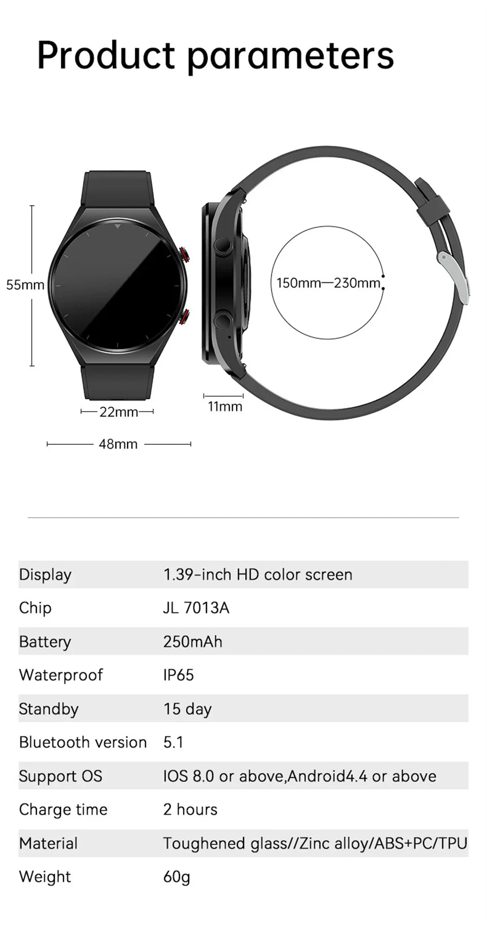 Smart Watch 2024 Bluetooth Call Smartwatch Men Women Blood Sugar Heart Rate Blood Pressure Health IP67 Waterproof Sports Watch