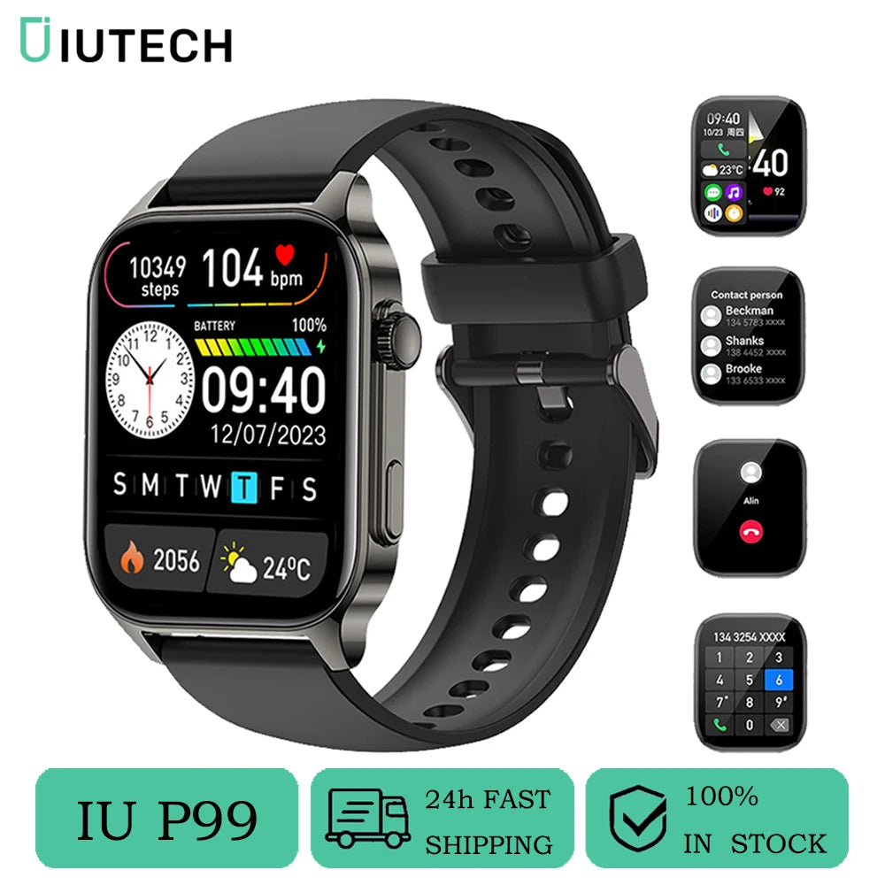 IUTECH P99 2024 Smart Watch 1.91"Touch Screen DIY Dial Bluetooth Call Smartwatch Sports Fitness Electronic Watches for Men Women