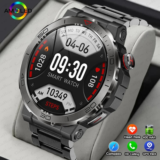 Rugged Military 1.43" Smart Watch Men Heart Rate Blood Oxygen Sport Bracelet Screen Always Show Time Calling Smartwatches 2024