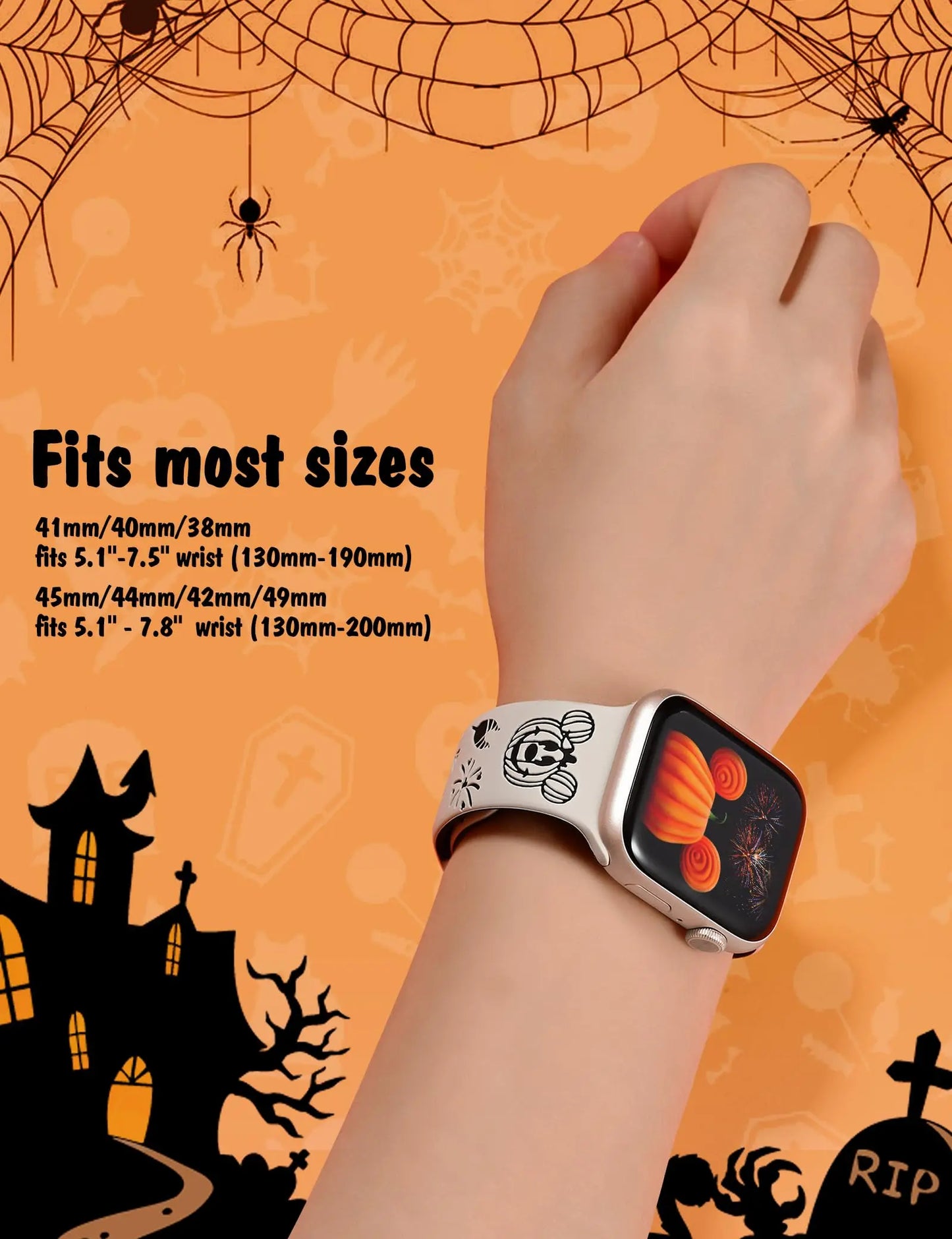 Wearlizer Halloween Cartoon Band for Apple Watch Band 41/40/49/45/44/42mm Two-Tone Silicone Strap for iWatch SE 9 8 7 6 5 Ultra