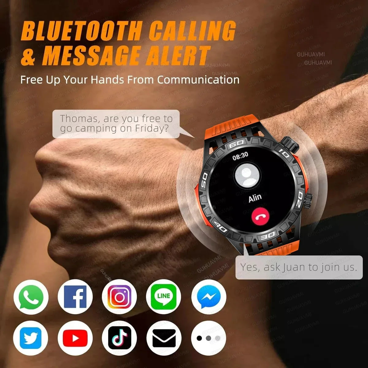 2024 New Military Grade Outdoor Sports Men Smart Watch AMOLED Full Touch Screen With LED Flashlight Bluetooth Calling SmartWatch