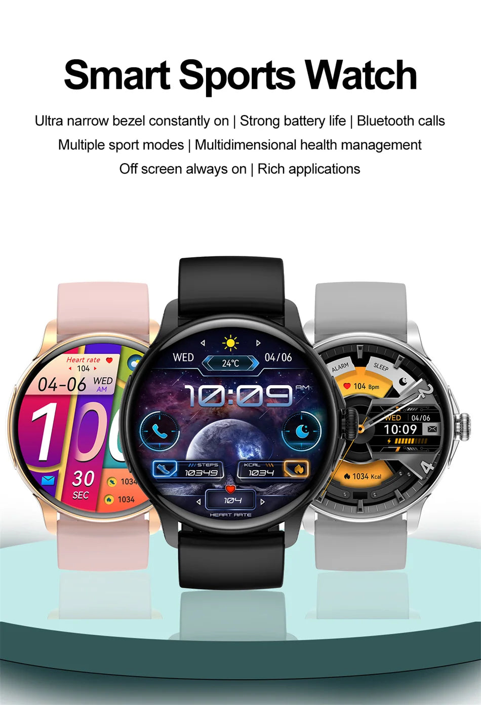 2024 Smartwatch Women 466*466 AMOLED 1.43" HD Screen Always Display Time Bluetooth Call IP67 Waterproof Sports Smart Watch Men