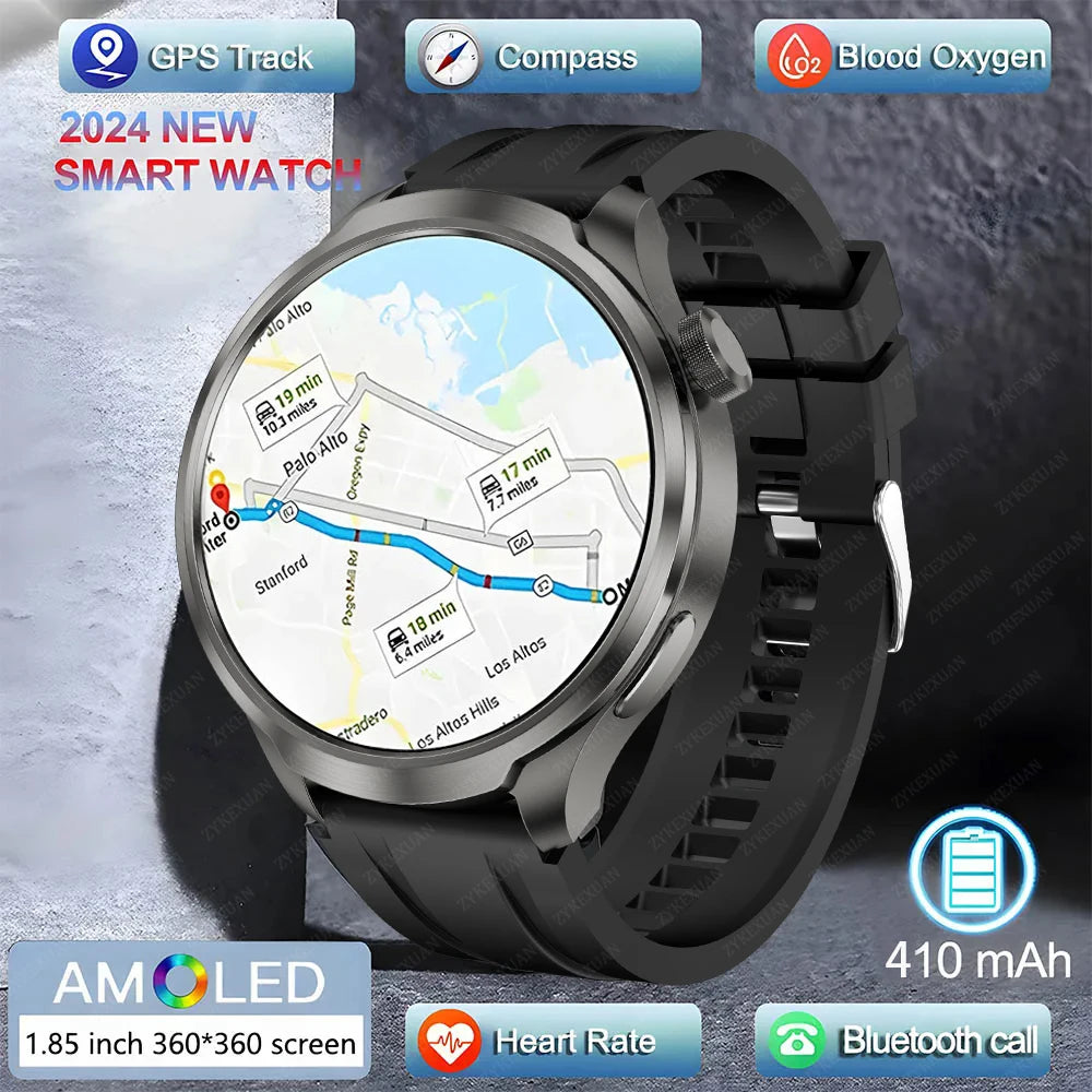 2024 New For Huawei Xiaomi GPS Track Smart Watch Men 1.85-Inch Ultra HD AMOLED Screen 410 Mah Battery Bluetooth Call SmartWatch