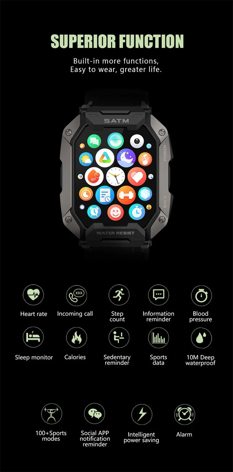 SKMEI 2024 Smart Watches 1.8 Inch 5ATM Waterproof Bluetooth Call Sport Smartwatches For Men Women Outdoor Pedometer Wristwatches