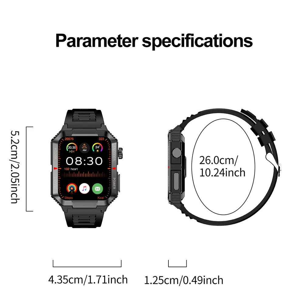 Rugged Military Smart Watch Men For Android Xiaomi Ios IP67 Waterproof Sport Fitness Ai Voice Bluetooth Call Smartwatch 2024 New